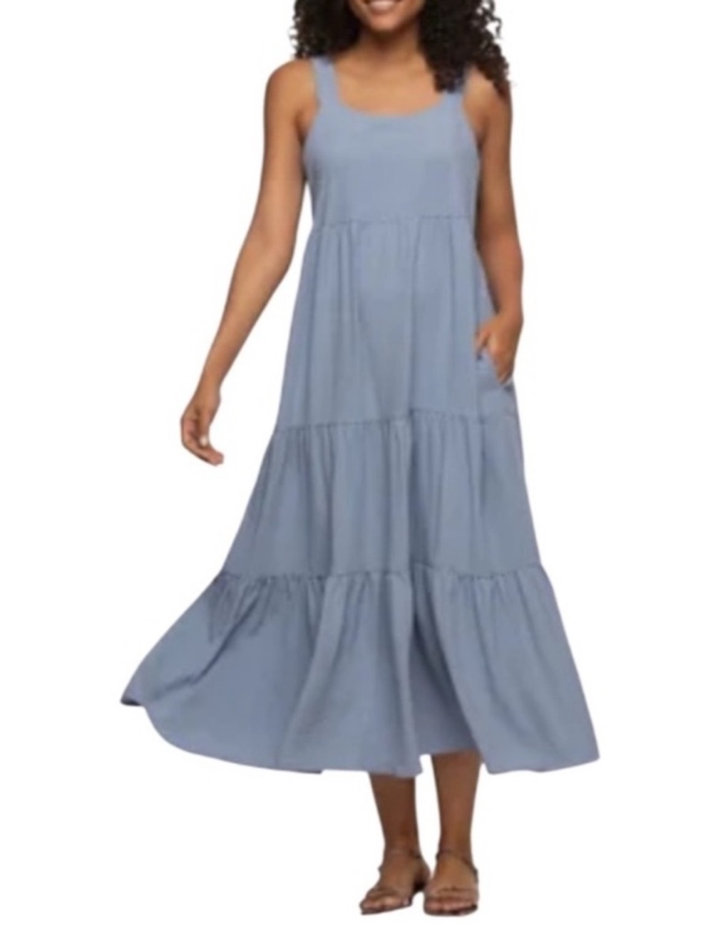 ☀️Black Bow Tiered Maxi Dress Blue  Small